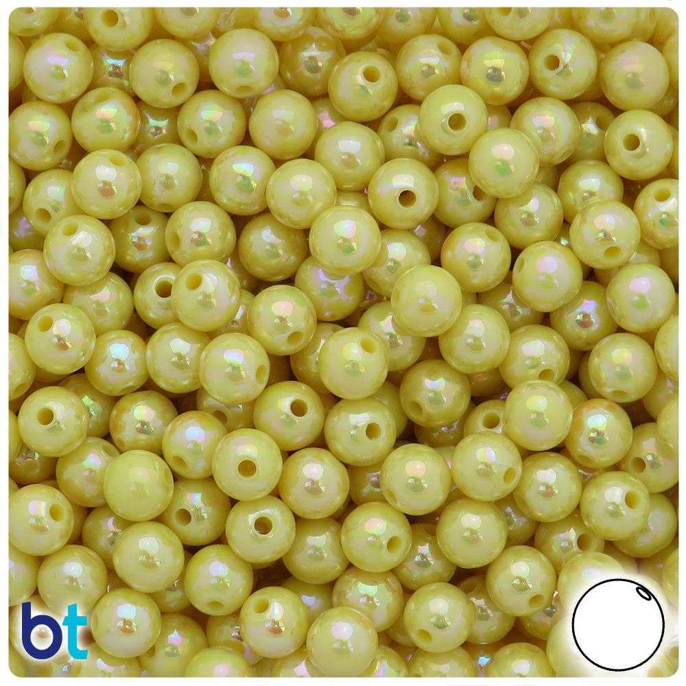 Yellow Opaque AB 8mm Round Plastic Beads (250pcs)