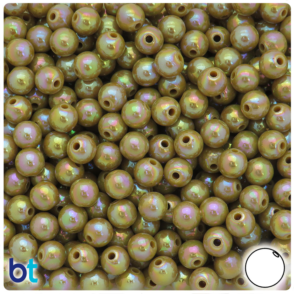 Light Brown Opaque AB 8mm Round Plastic Beads (250pcs)