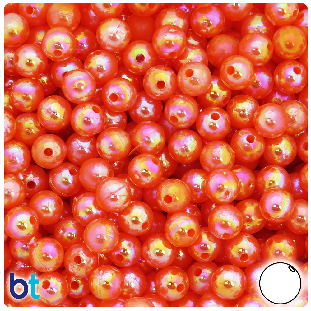 Orange Luster AB 8mm Round Plastic Beads (150pcs)