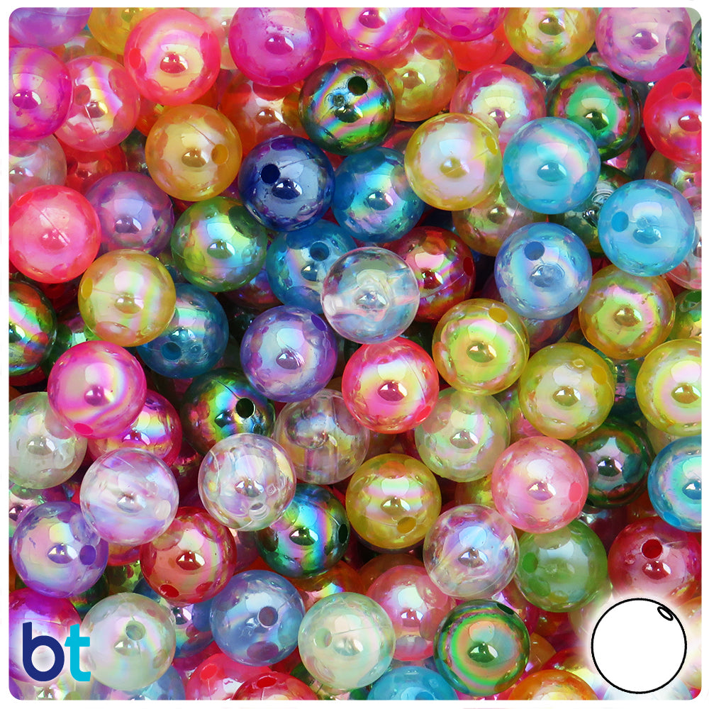 Glitter Beads Assorted Lot 10mm Acrylic Mix Clear Jewelry Making Supply  BULK 50p