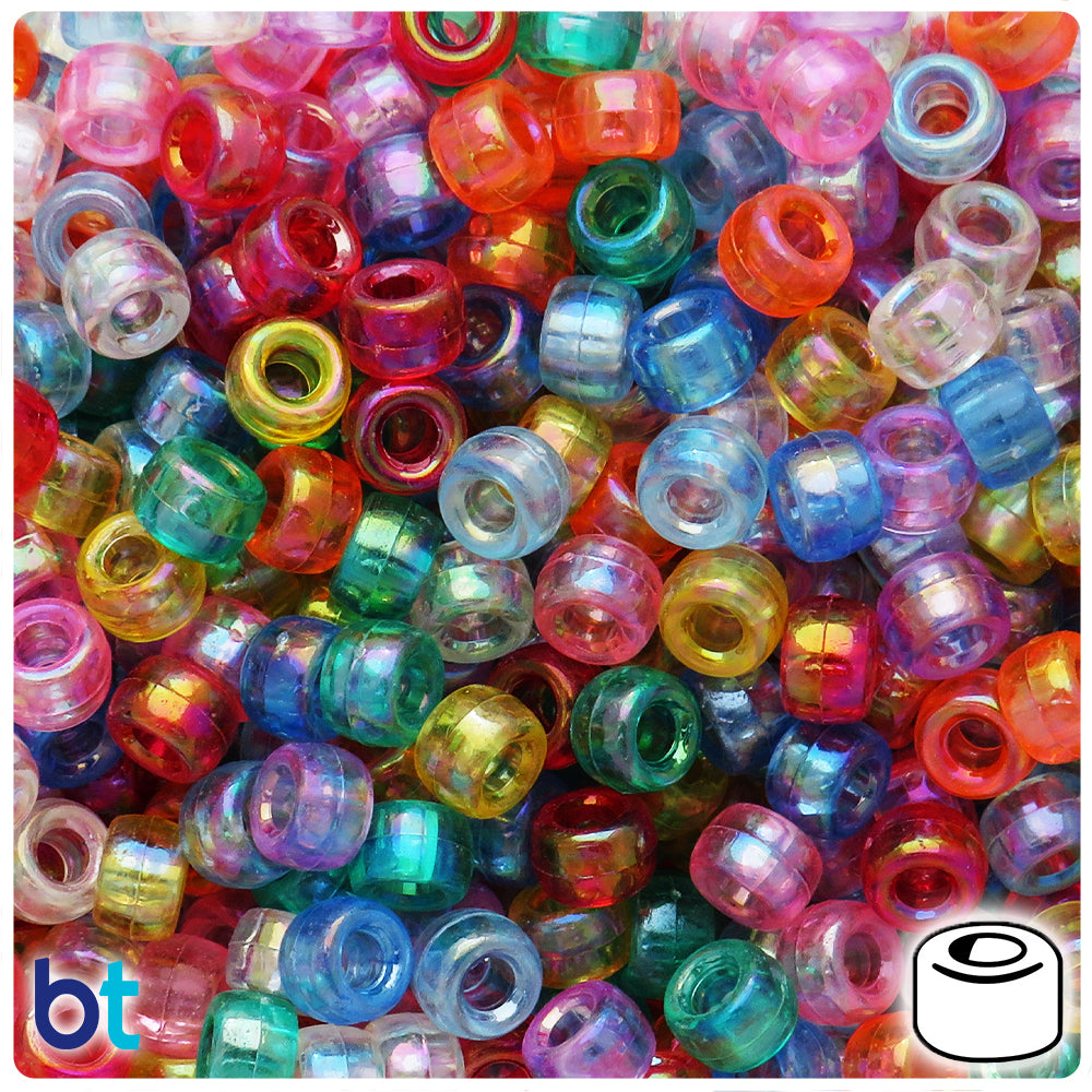 Mixed Transparent AB 9x6mm Barrel Pony Beads (300pcs)