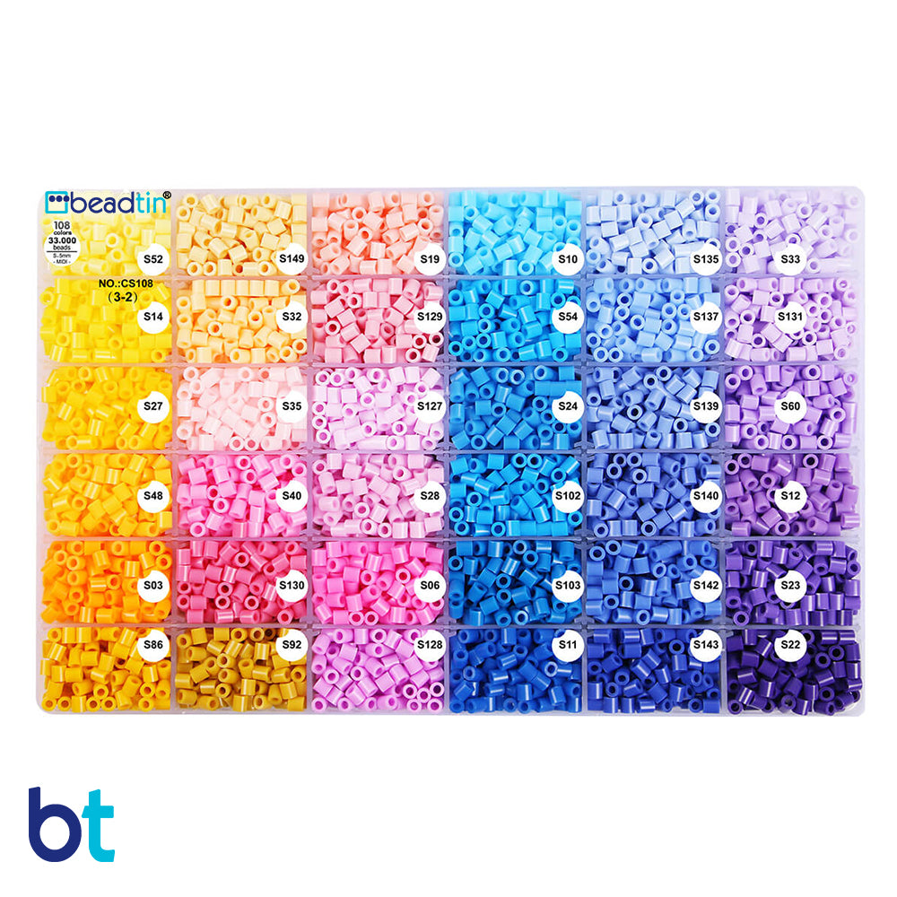 108 Colors Midi Fuse Beads Box (33,000 Beads)