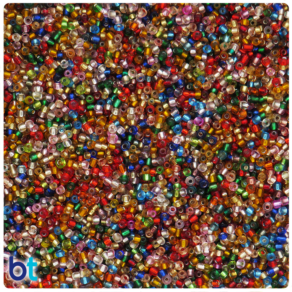Mixed Transparent 2mm Glass Seed Beads (25g)