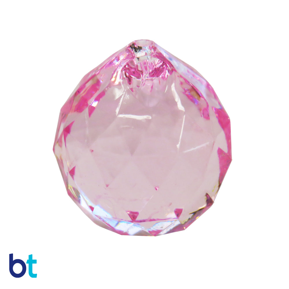 Light Pink Transparent 28mm Faceted Globe Plastic Pendants (5pcs)