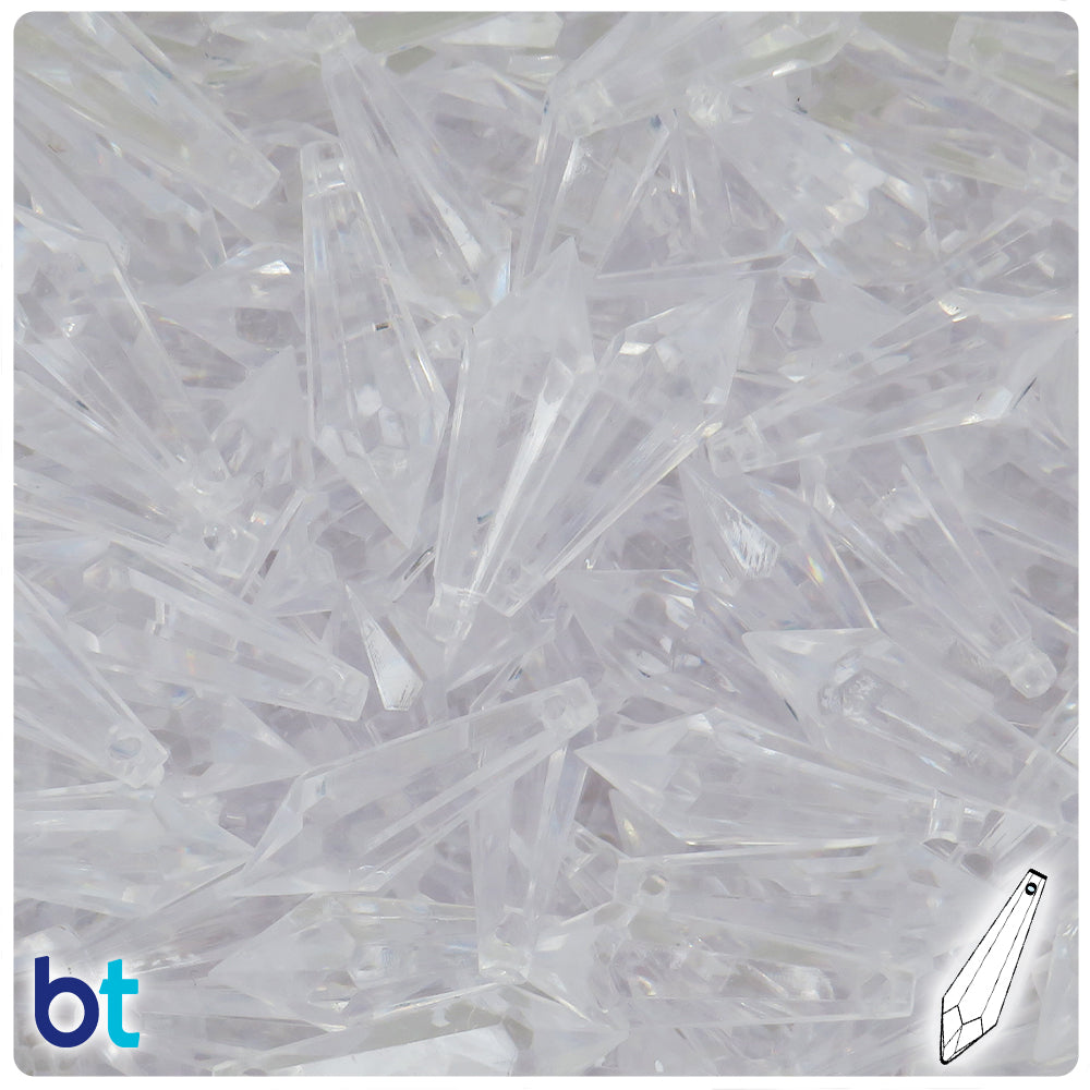 Clear Transparent 29mm Faceted Drop Plastic Pendants (50pcs)
