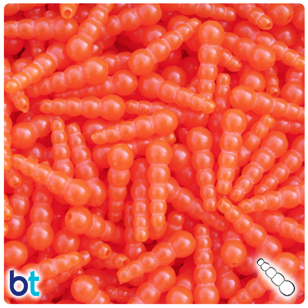Orange Transparent 18x6mm Tapered Plastic Fishing Beads (25pcs)