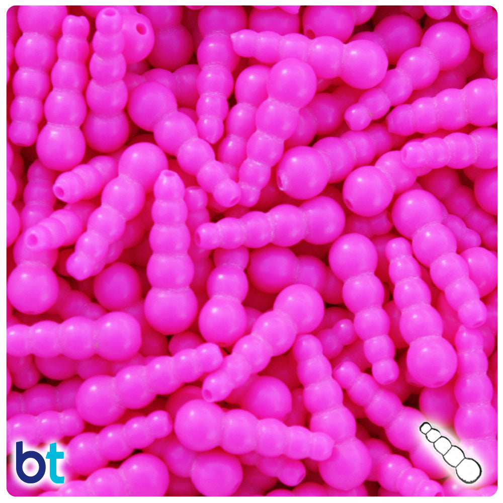 Pink Neon 18x6mm Tapered Plastic Fishing Beads (25pcs)