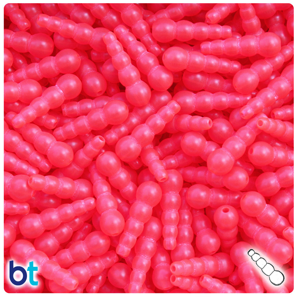 Cerise Transparent 18x6mm Tapered Plastic Fishing Beads (25pcs)