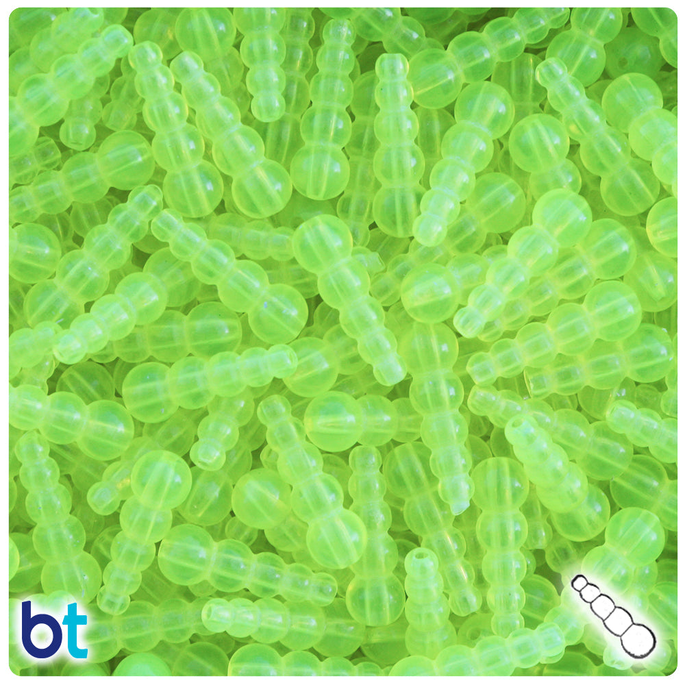Chartreuse Transparent 18x6mm Tapered Plastic Fishing Beads (25pcs)