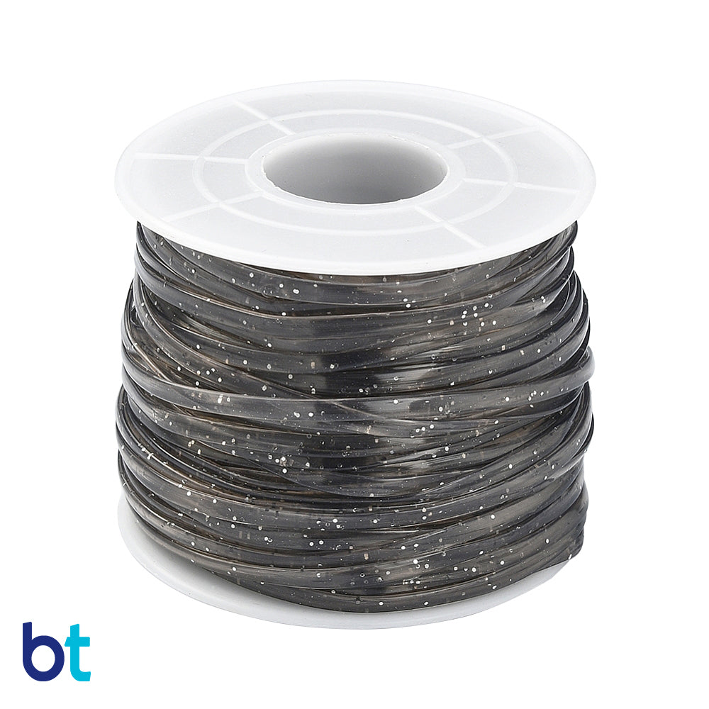 Black Sparkle 2.3mm Flat Plastic Lace (25m)