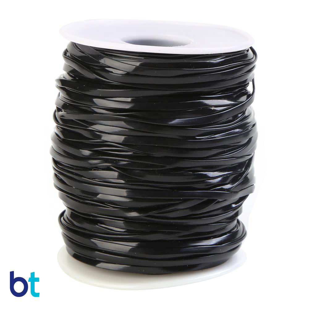 Black Solid 2.3mm Flat Plastic Lace (45m)