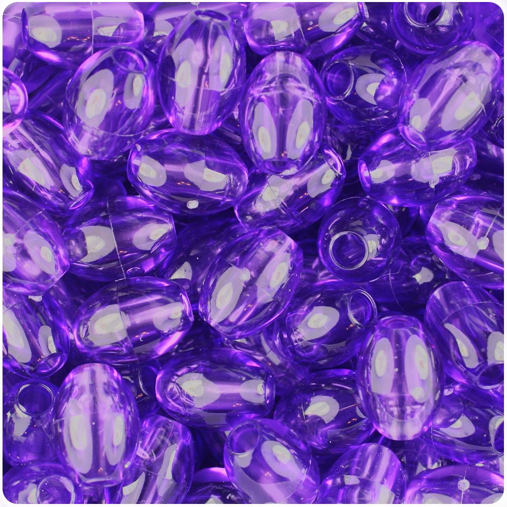 Amethyst Transparent 14mm Oval Pony Beads (40pcs)
