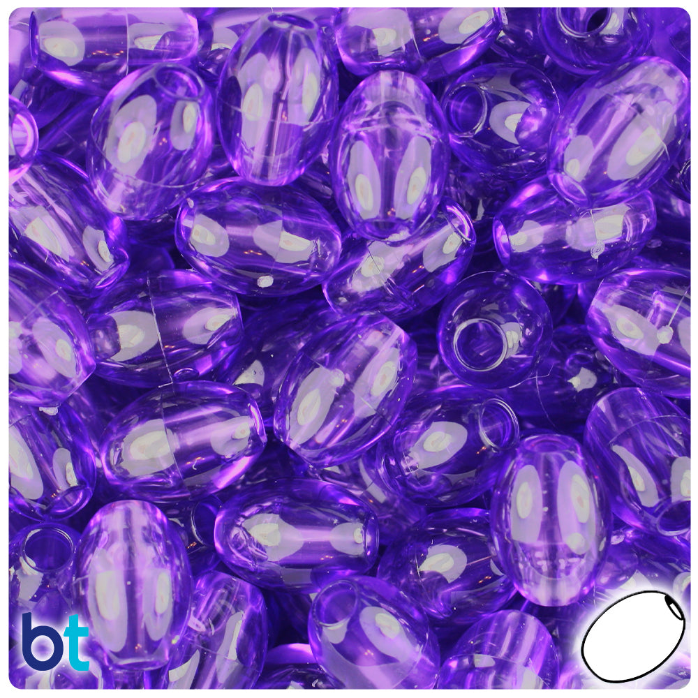 Amethyst Transparent 14mm Oval Pony Beads (200pcs)