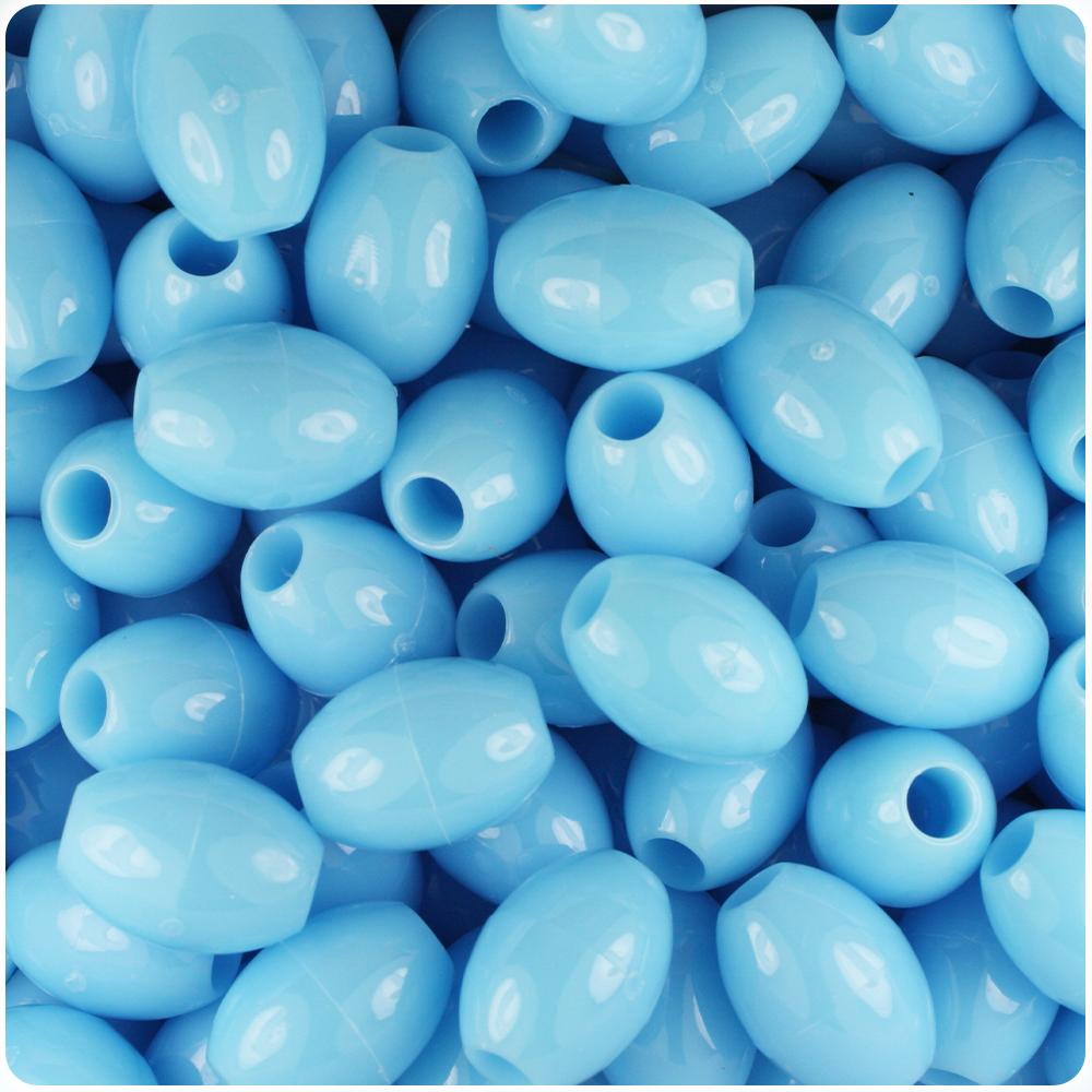Baby Blue Opaque 14mm Oval Pony Beads (40pcs)