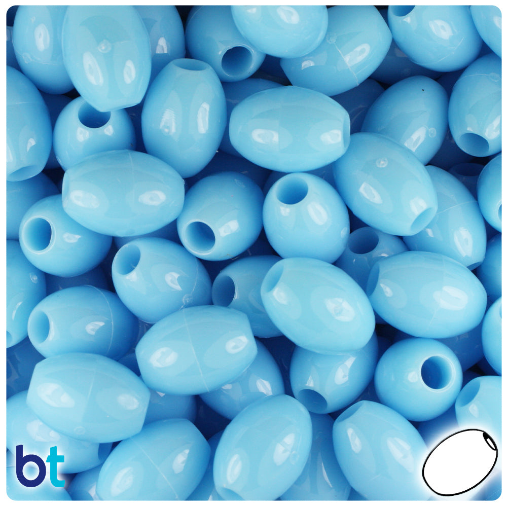 Baby Blue Opaque 14mm Oval Pony Beads (200pcs)