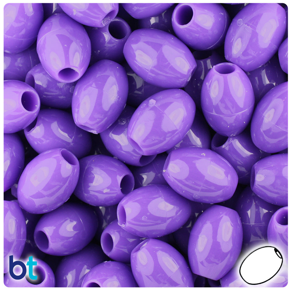 Dark Lilac Opaque 14mm Oval Pony Beads (200pcs)