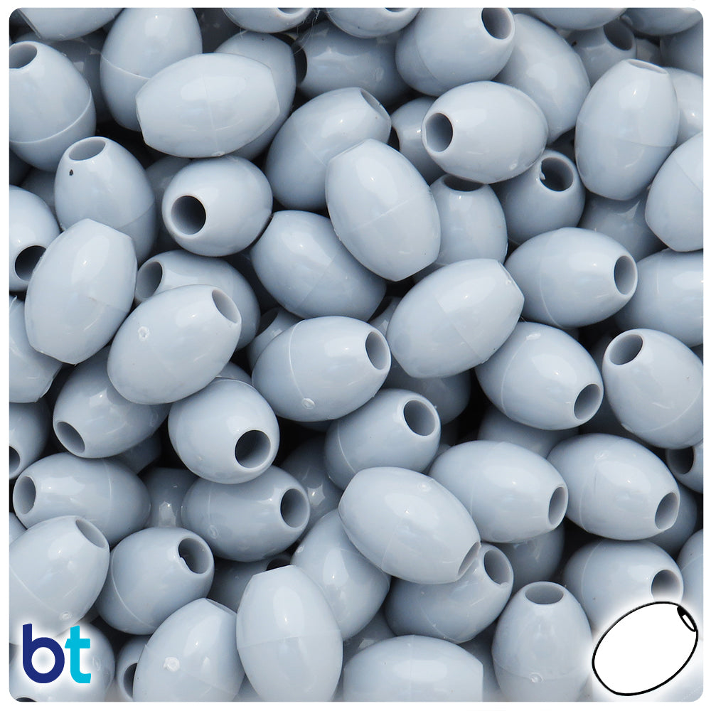 Grey Opaque 14mm Oval Pony Beads (40pcs)