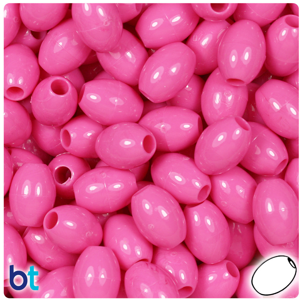 Dark Pink Opaque 14mm Oval Pony Beads (200pcs)