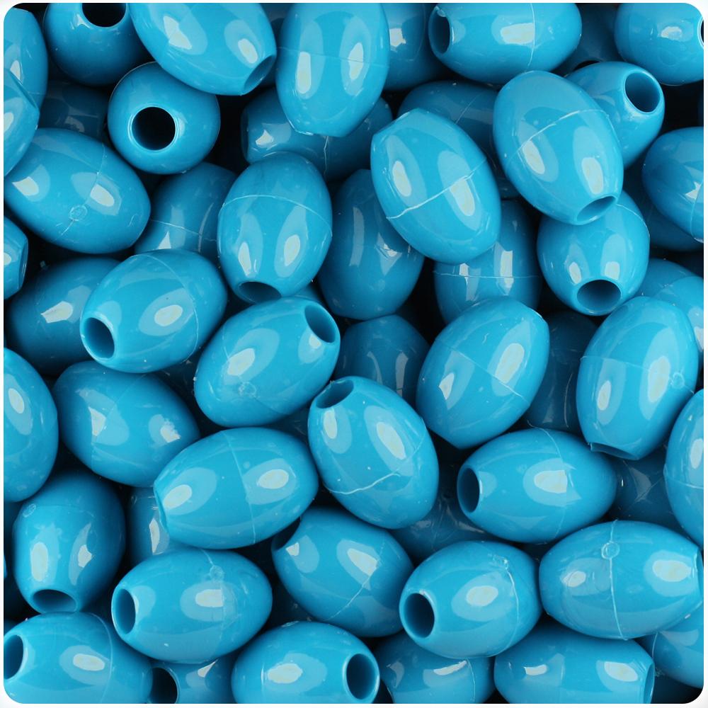 Dark Turquoise Opaque 14mm Oval Pony Beads (40pcs)