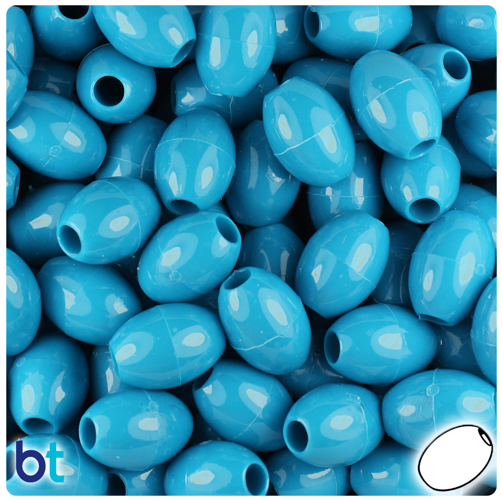 Dark Turquoise Opaque 14mm Oval Pony Beads (200pcs)