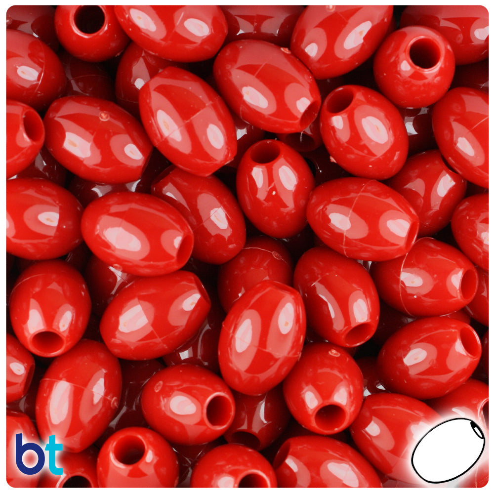 Red Opaque 14mm Oval Pony Beads (200pcs)