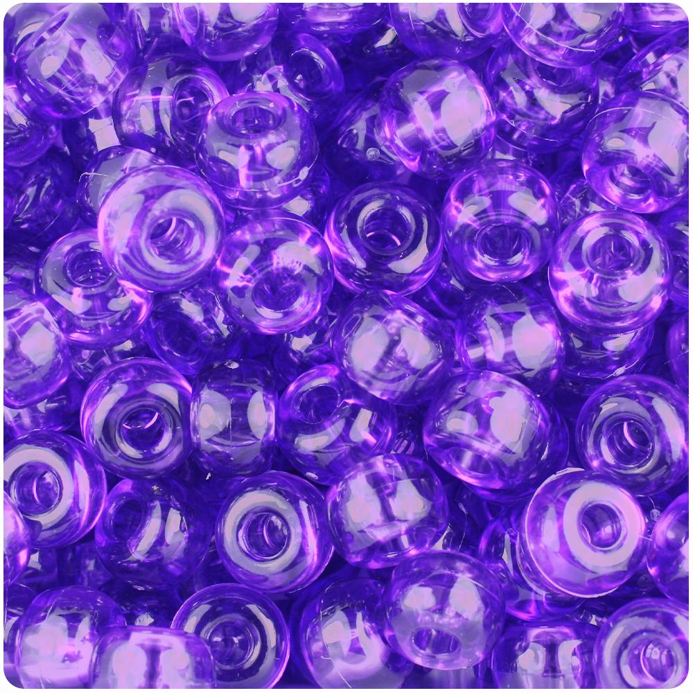 Amethyst Transparent 11mm Large Barrel Pony Beads (50pcs)