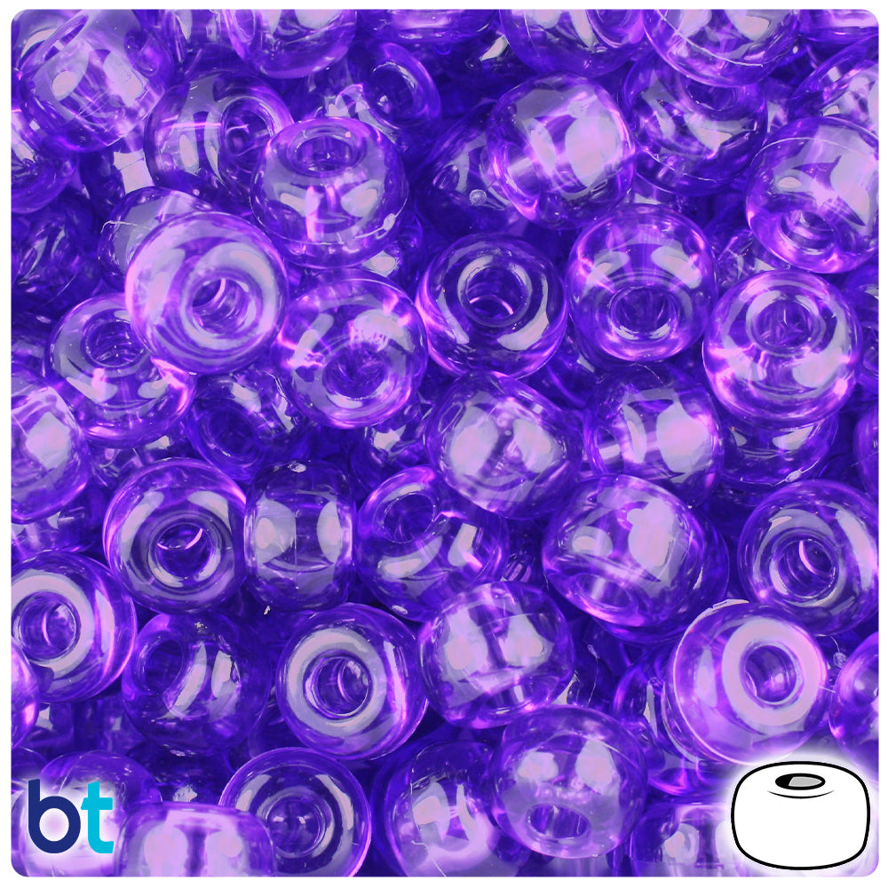 Amethyst Transparent 11mm Large Barrel Pony Beads (250pcs)