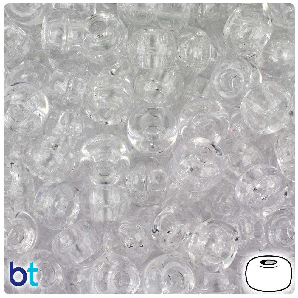 Crystal Transparent 11mm Large Barrel Pony Beads (250pcs)