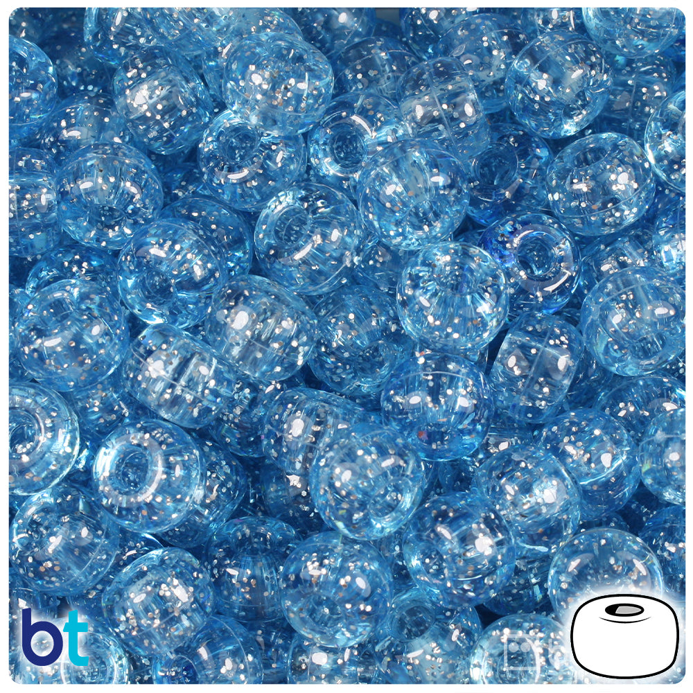 Light Sapphire Sparkle 11mm Large Barrel Pony Beads (250pcs)