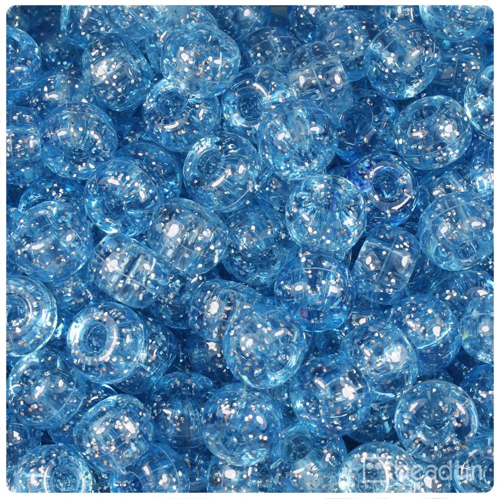 Light Sapphire Sparkle 11mm Large Barrel Pony Beads (50pcs)