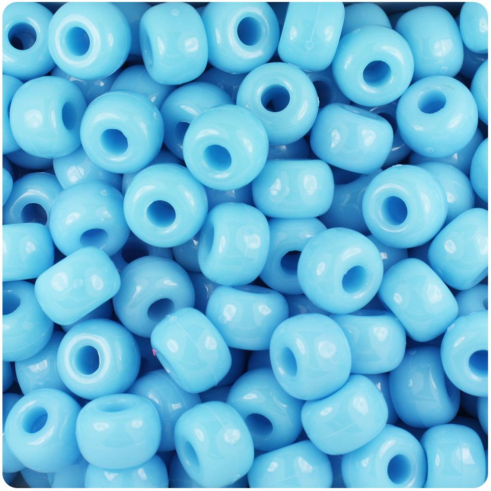 Baby Blue Opaque 11mm Large Barrel Pony Beads (50pcs)