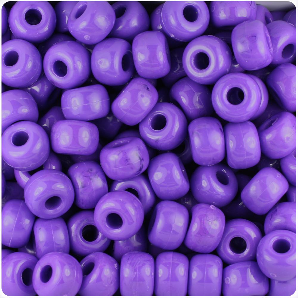 Dark Lilac Opaque 11mm Large Barrel Pony Beads (50pcs)