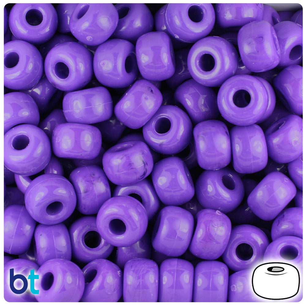 Dark Lilac Opaque 11mm Large Barrel Pony Beads (250pcs)