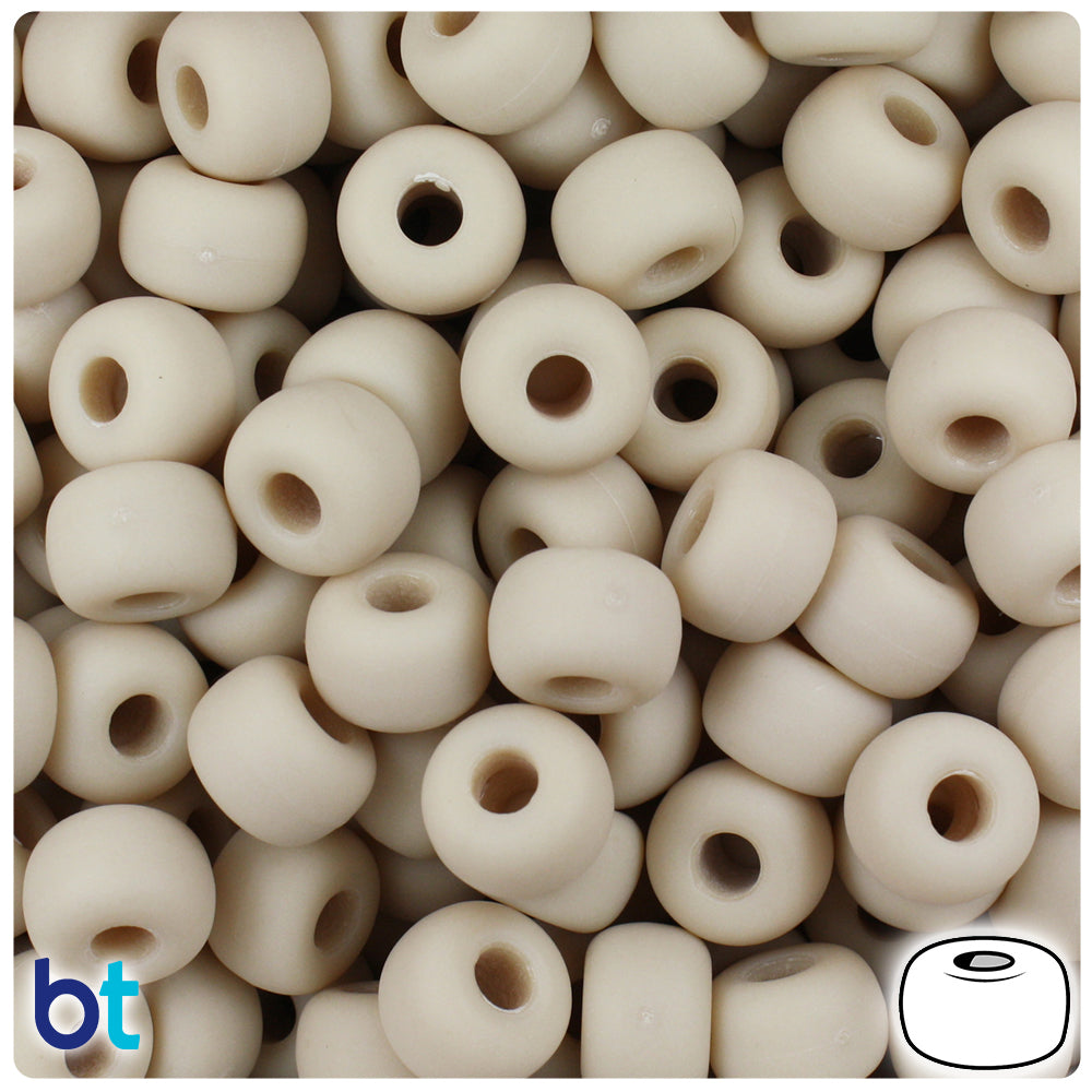 Dark Ivory Matte 11mm Large Barrel Pony Beads (250pcs)
