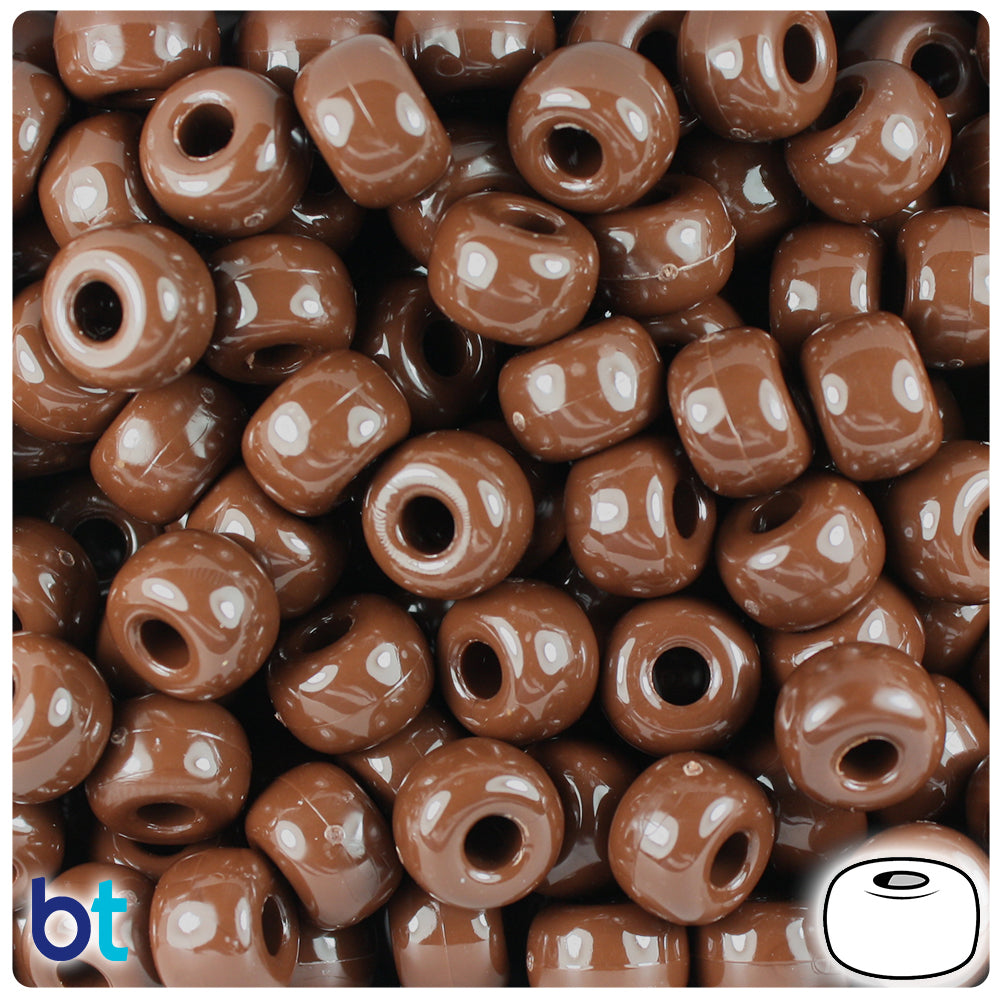 Chocolate Opaque 11mm Large Barrel Pony Beads (250pcs)