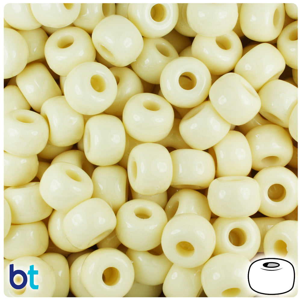 Ivory Opaque 11mm Large Barrel Pony Beads (250pcs)