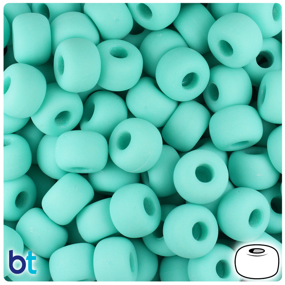 Light Turquoise Matte 11mm Large Barrel Pony Beads (250pcs)
