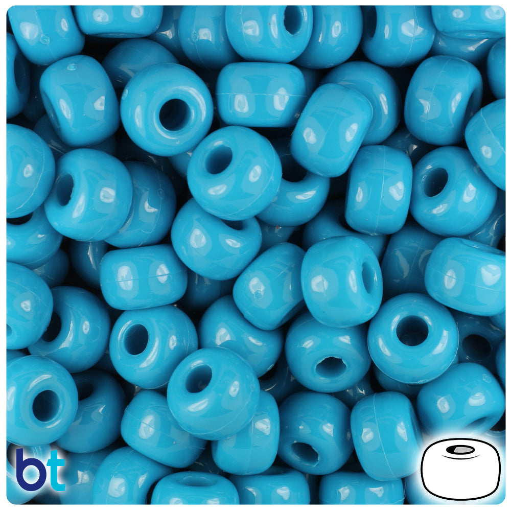 Dark Turquoise Opaque 11mm Large Barrel Pony Beads (250pcs)