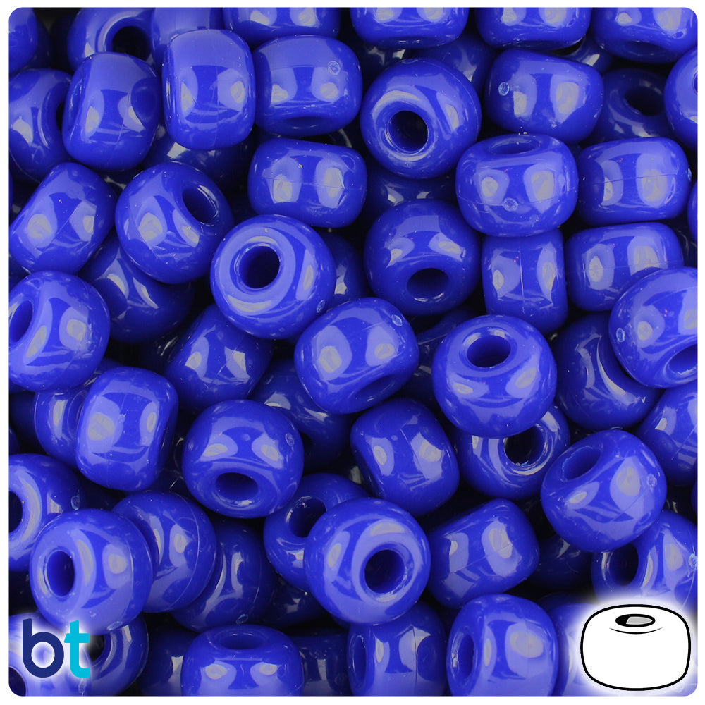 Royal Blue Opaque 11mm Large Barrel Pony Beads (250pcs)