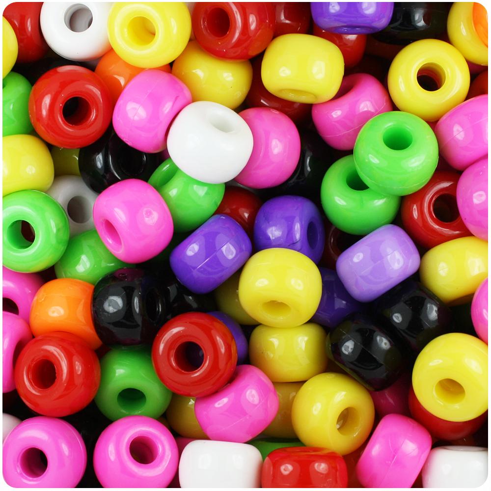Opaque Mix 11mm Large Barrel Pony Beads (50pcs)