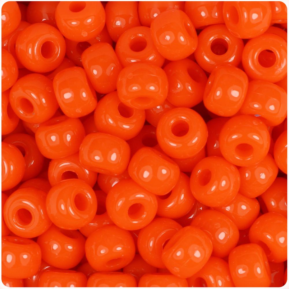 Tangelo Neon Bright 11mm Large Barrel Pony Beads (50pcs)