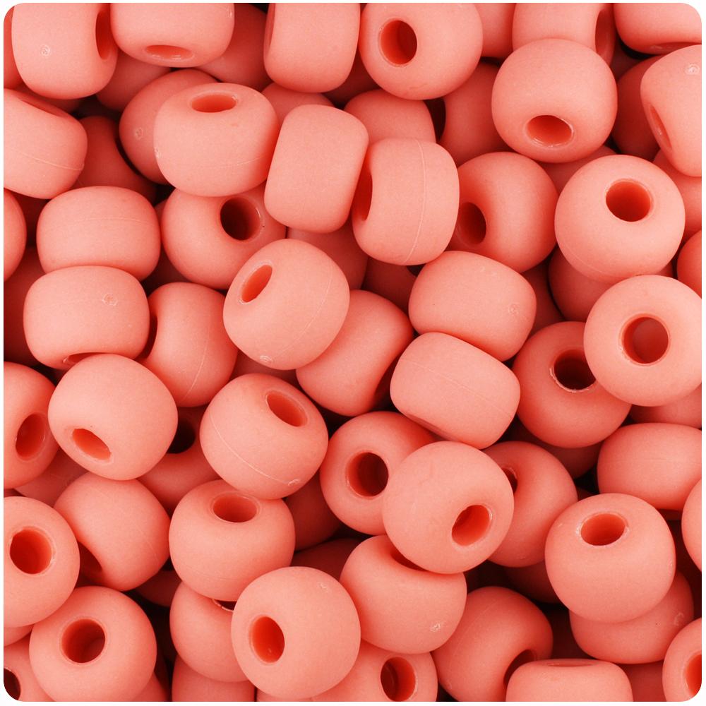 Coral Matte 11mm Large Barrel Pony Beads (50pcs)