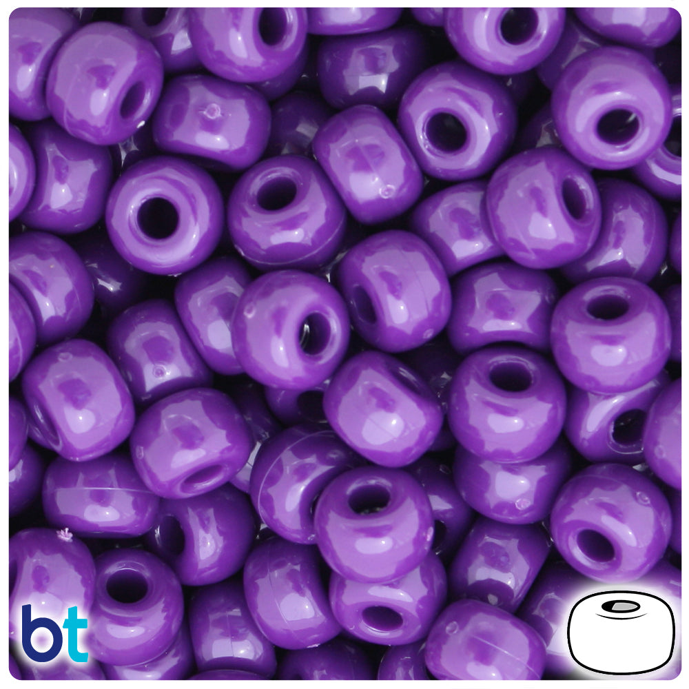 Plum Neon Bright 11mm Large Barrel Pony Beads (250pcs)