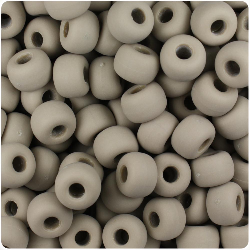 Khaki Matte 11mm Large Barrel Pony Beads (50pcs)