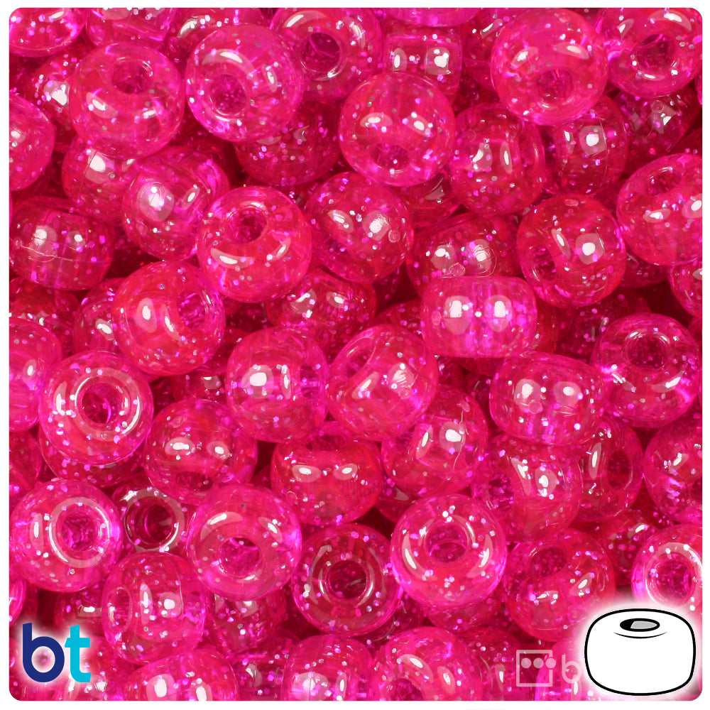 BeadTin Hot Pink Pearl 6mm Round Craft Beads (500pcs)