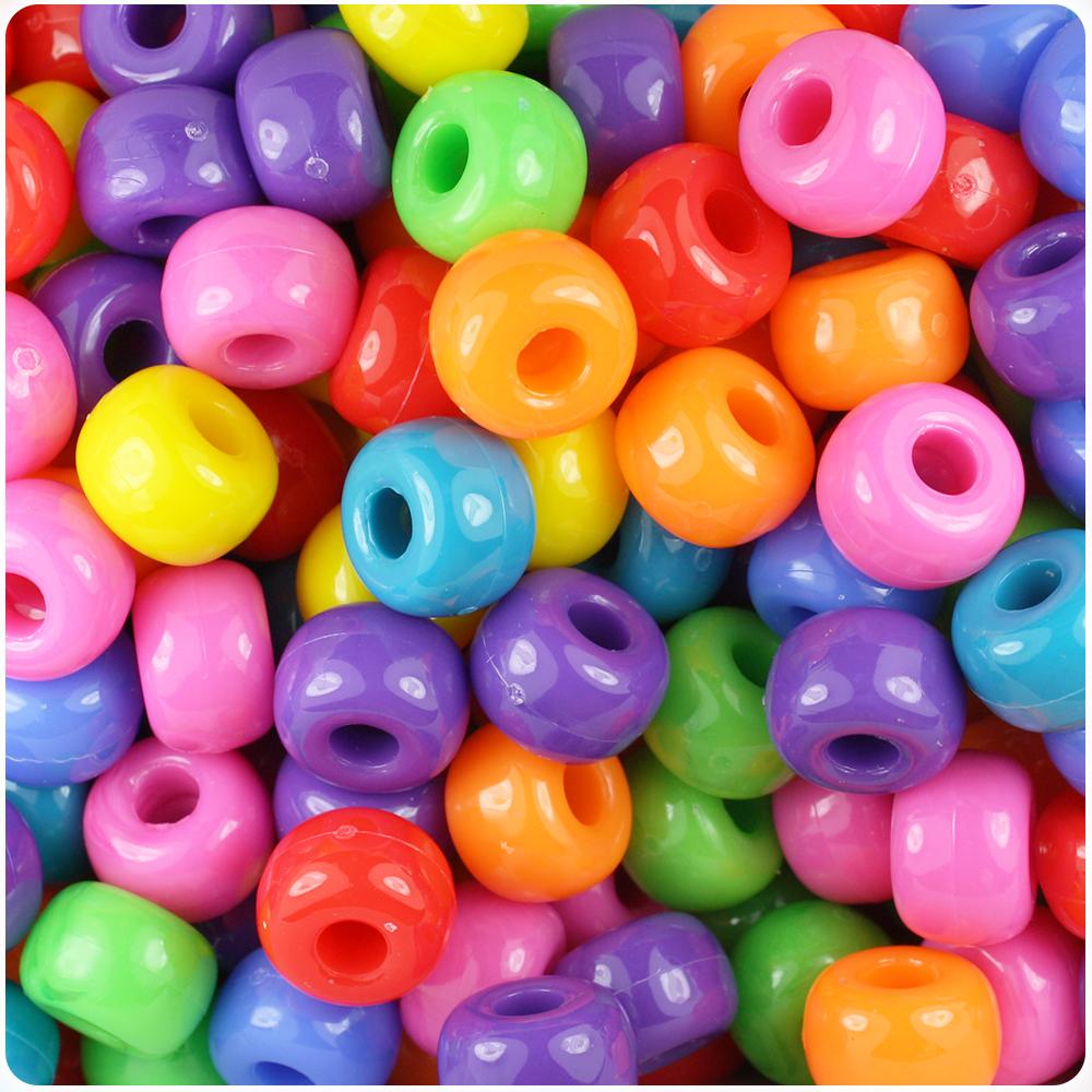 Circus Mix Opaque 11mm Large Barrel Pony Beads (50pcs)