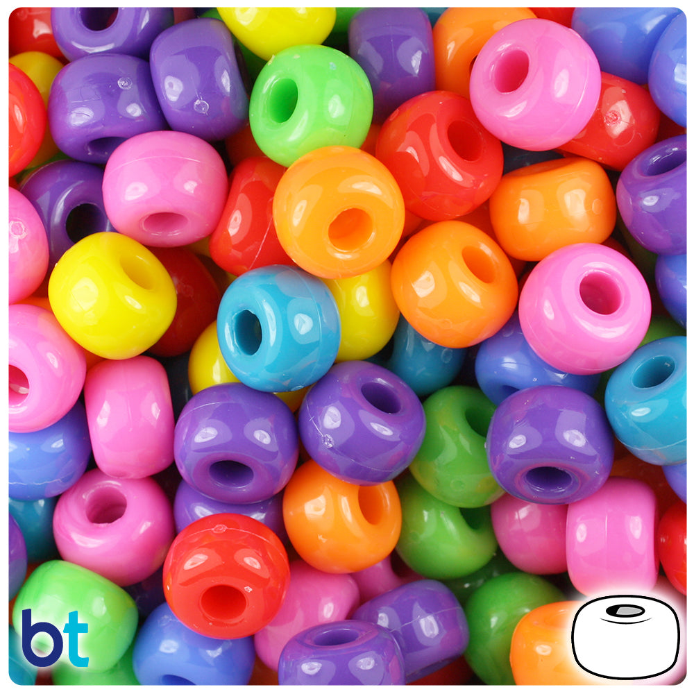 Circus Mix Opaque 11mm Large Barrel Pony Beads (250pcs)