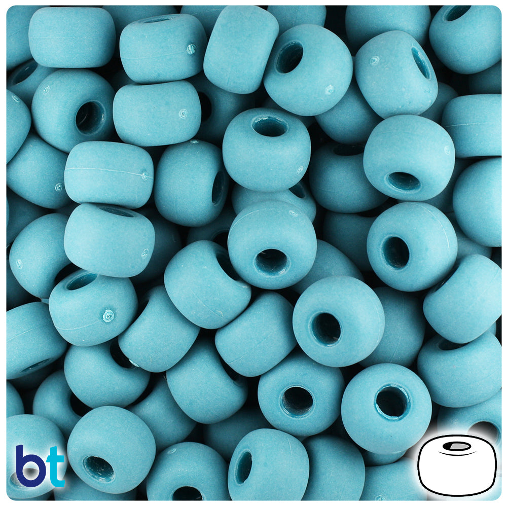 Dark Teal Matte 11mm Large Barrel Pony Beads (250pcs)