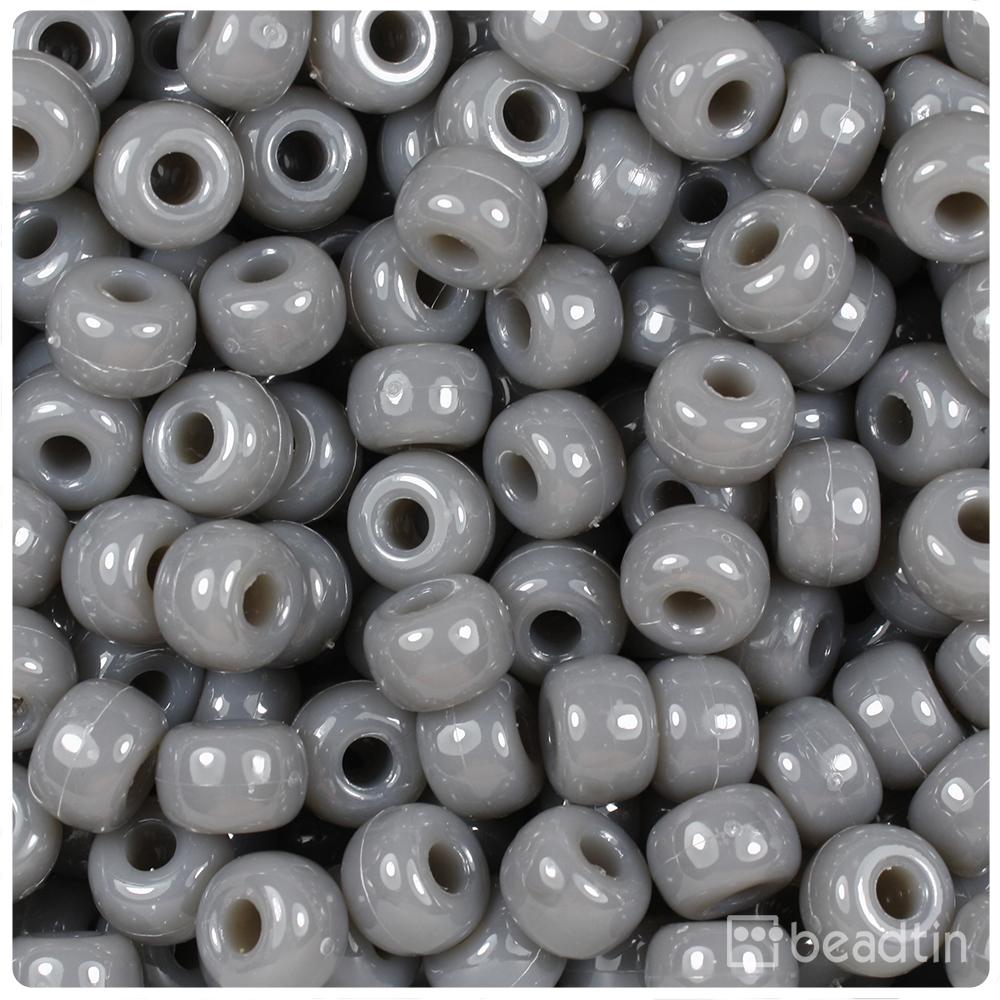 Milky Grey Opaque 11mm Large Barrel Pony Beads (50pcs)