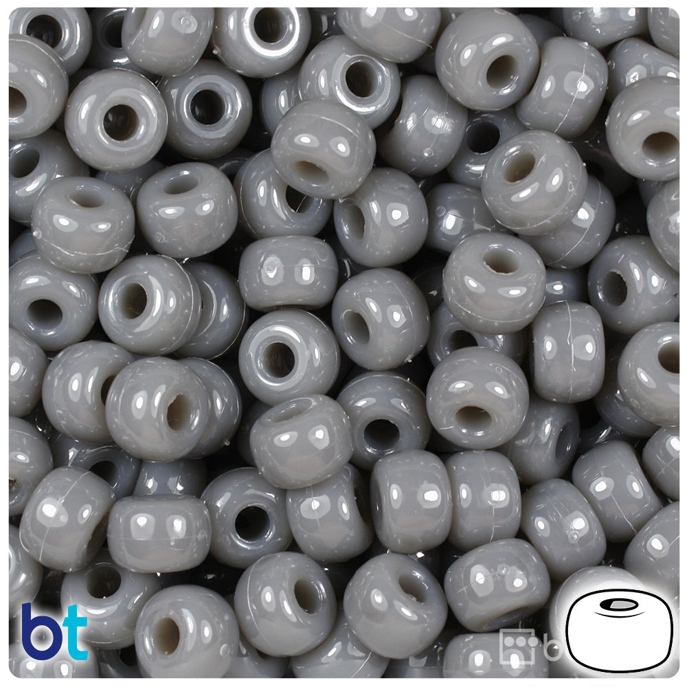 Milky Grey Opaque 11mm Large Barrel Pony Beads (250pcs)